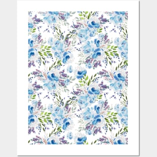 Blue  flowers pattern #11 Posters and Art